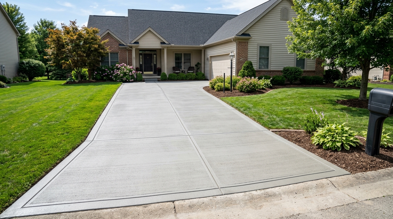 Full driveway replacement and repour with broomed concrete finish in Hot Springs AR