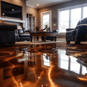 Interior metallic epoxy floor of home